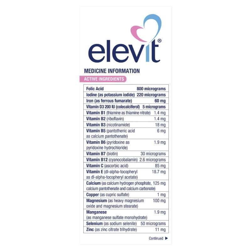 Elevit Pregnancy Multivitamin Tablets 100 Pack (100 Days) - Image 2
